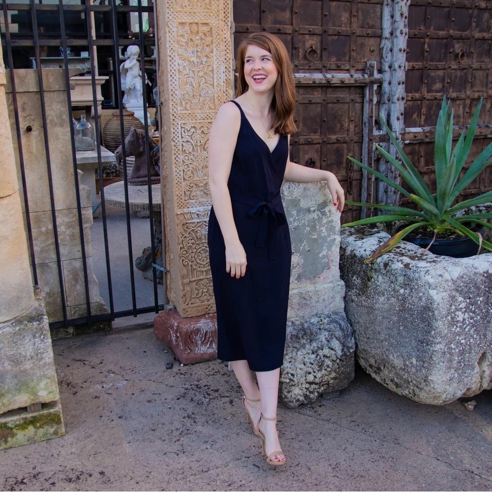 Everlane The Japanese GoWeave Tank Black Wrap Dress size M